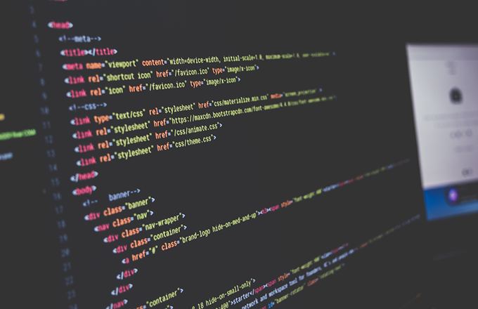 Source code of a web application on a monitor