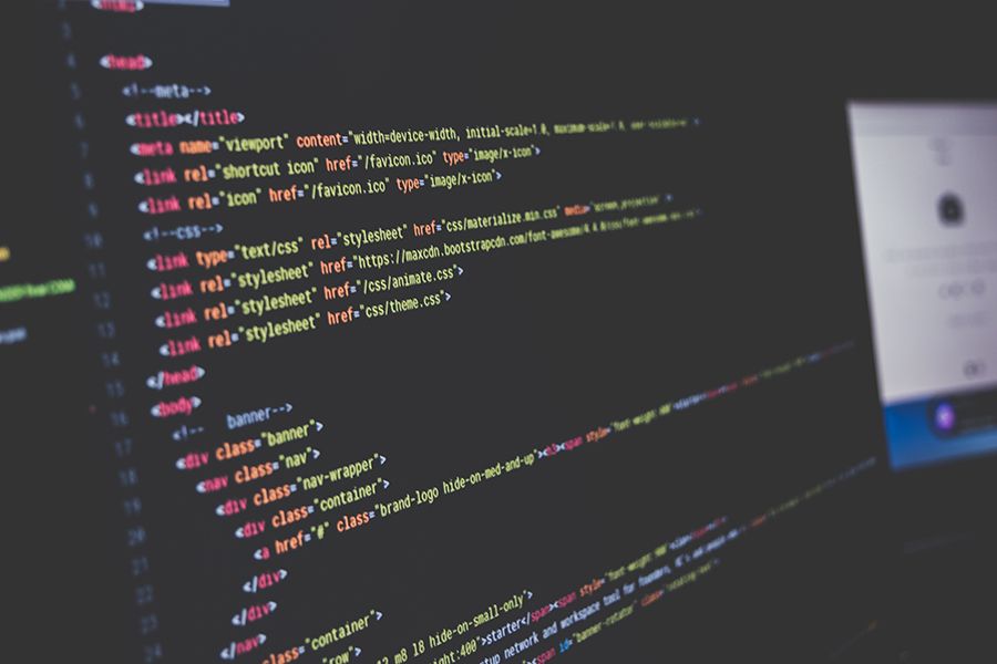 Source code of a web application on a monitor