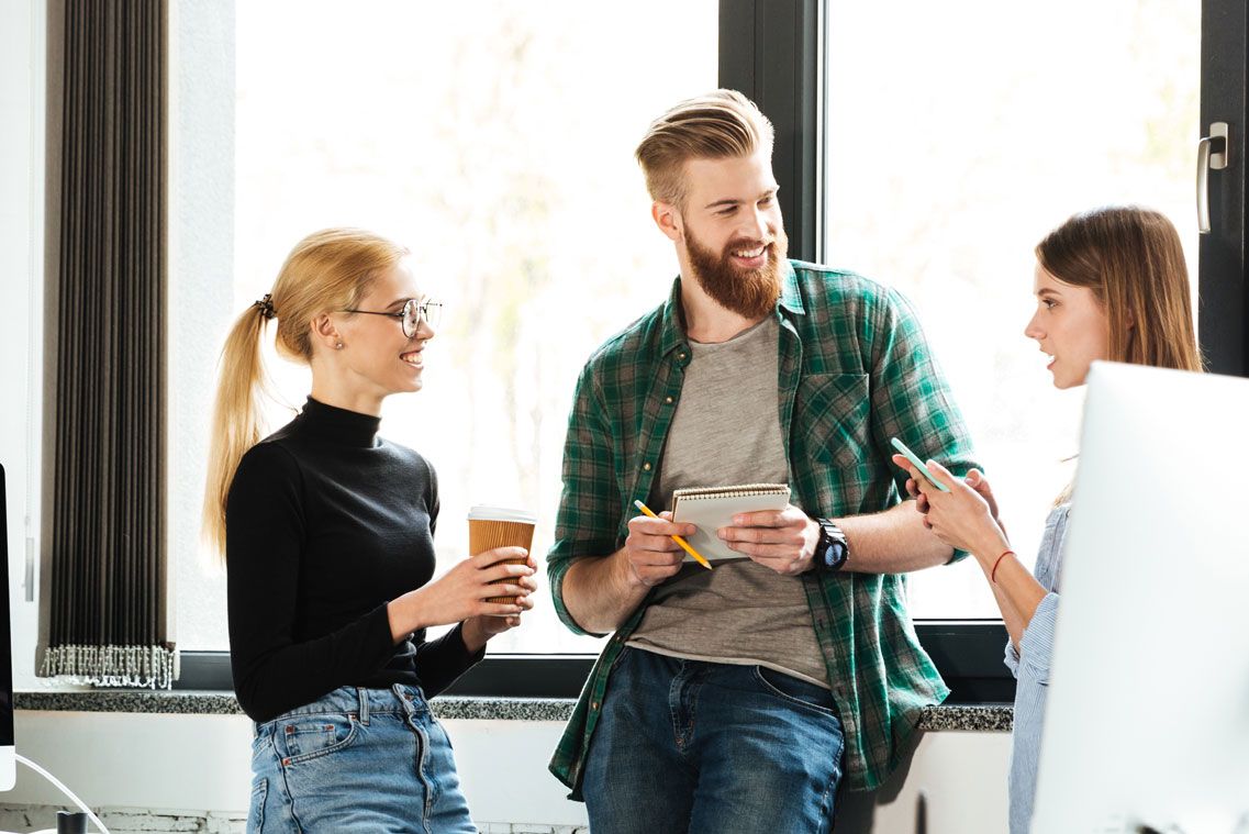 Developers and clients discussing a web project